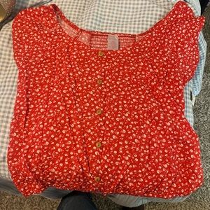 Red and White Floral Shirt ties at the bottom